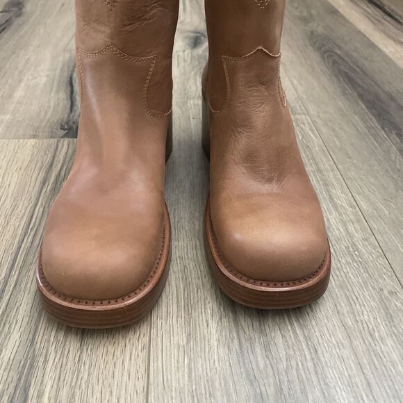 NEW Jeffrey Campbell Size 10 RIDIN Cowboy Ankle Boots Light Brown Chunky Heel - Picture 4 of 11